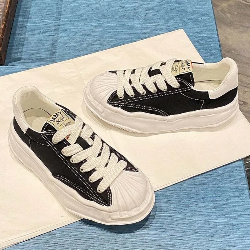 CXJYWMJL 2021 New Women Platform Sneakers Autumn Canvas Sports Little White Shoes Ladies Casual Thick Bottom Vulcanized Shoes