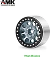 AMK 4Pcs Aluminum Alloy 12mm Hex Hub 2.2 Beadlock Wheels Rims for 1/8 1/10 RC Crawler Axial SCX10 Wraith 90048 RR10 TRX6 TRX4 Upgrades (Baked Blue)
