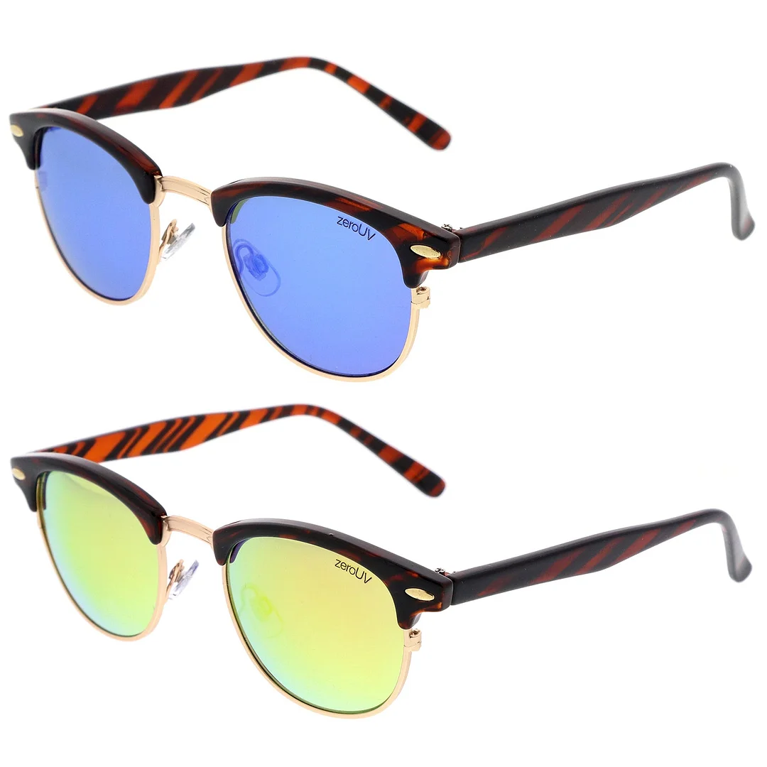 Classic Horn Rimmed Neutral Colored Lens Semi-Rimless glasses 49mm