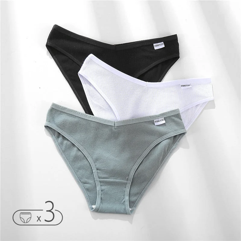 FINETOO Cotton Underwear Women M-XL Panties Fashion V Waist Underpants Low-rise Women's Briefs Soft Panty Comfortable Lingerie