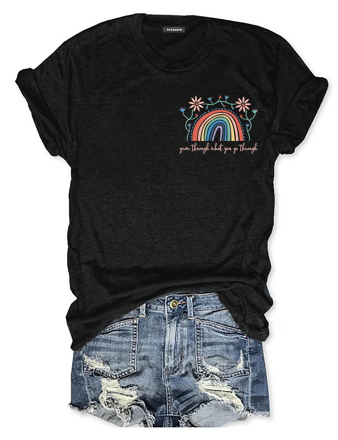 Grow Through What You Go Through Boho Flowers T-shirt