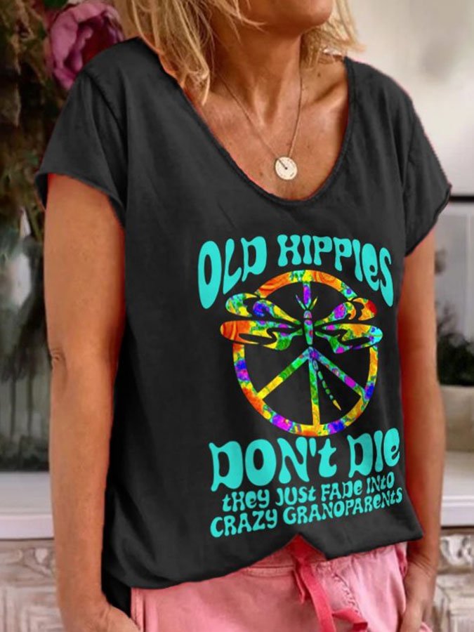 Peace Flower Women Solid Color Tees