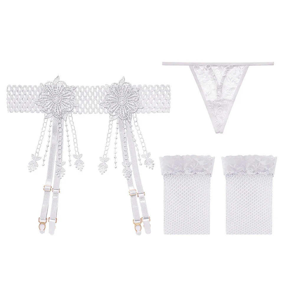 Nigikala Nigikala Silk Sexy Lace Garter Stockings 4 Claw Metal Buckle Tuxedo Seduced Long-Carpet Garter Garter 2068