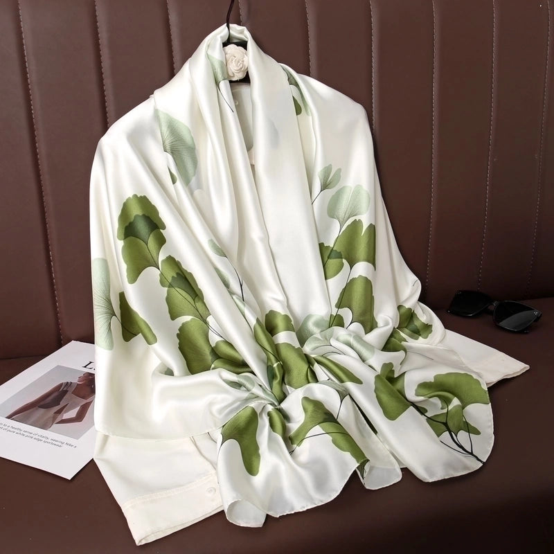 Adults Ig Style Mango Satin Printing Silk Scarf Shawl