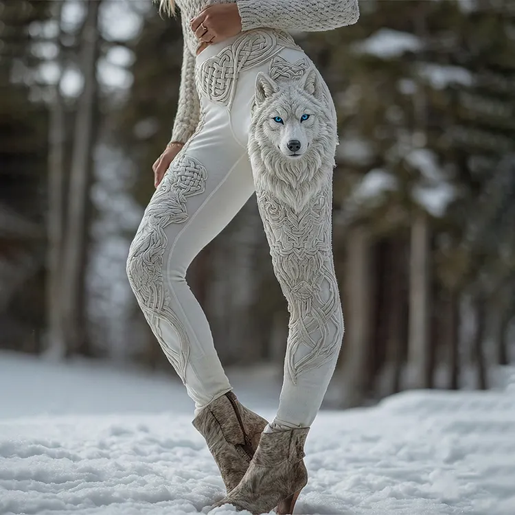 Women's Viking Celtic Wolf Art Pattern Casual Leggings
