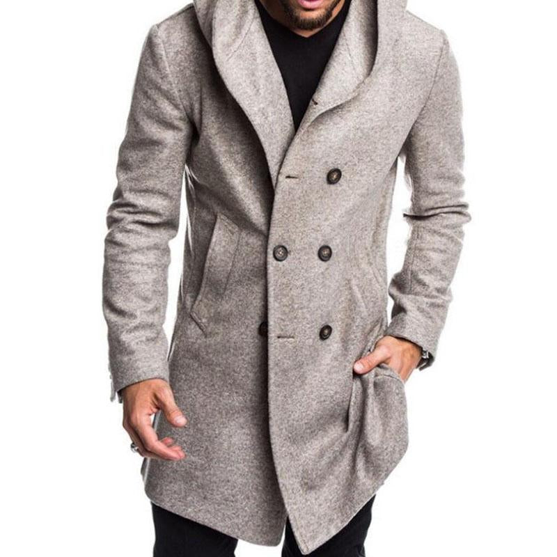 Men's Casual Hooded Double Breasted Coat 61052493M