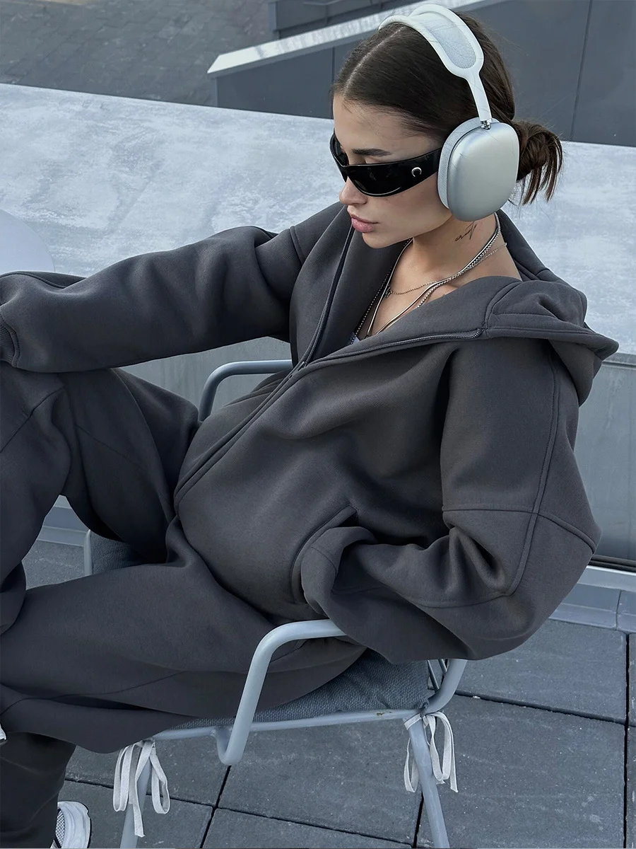 Churchf Churchf Cardigan Suit Women's 2024 New Sports Casual Cardigan Hoodie Suit