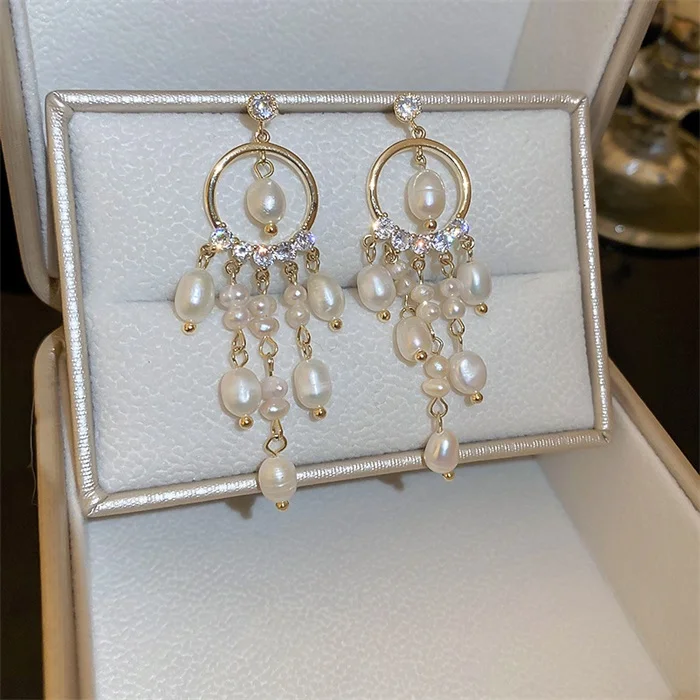 Elegant Freshwater Pearl Tassel Earrings