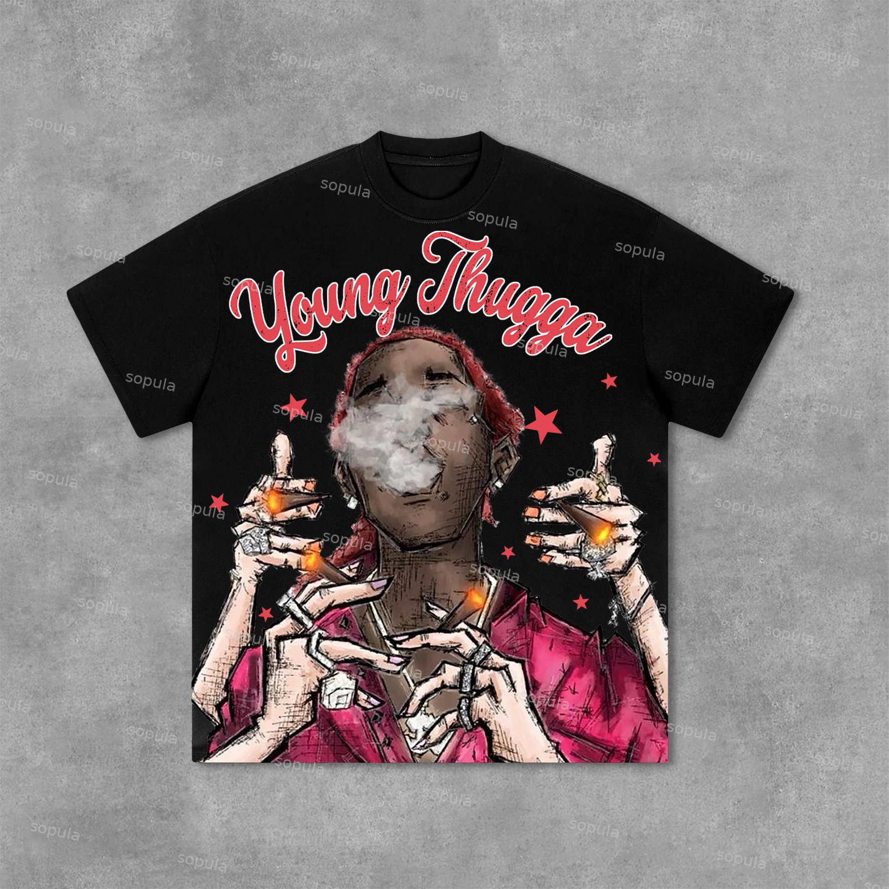 Young Thugga Vintage Graphics Print Cotton T-Shirt - SOPULA