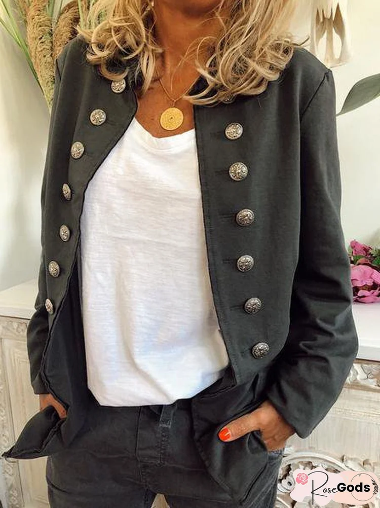 Buttoned Long Sleeve Jacket