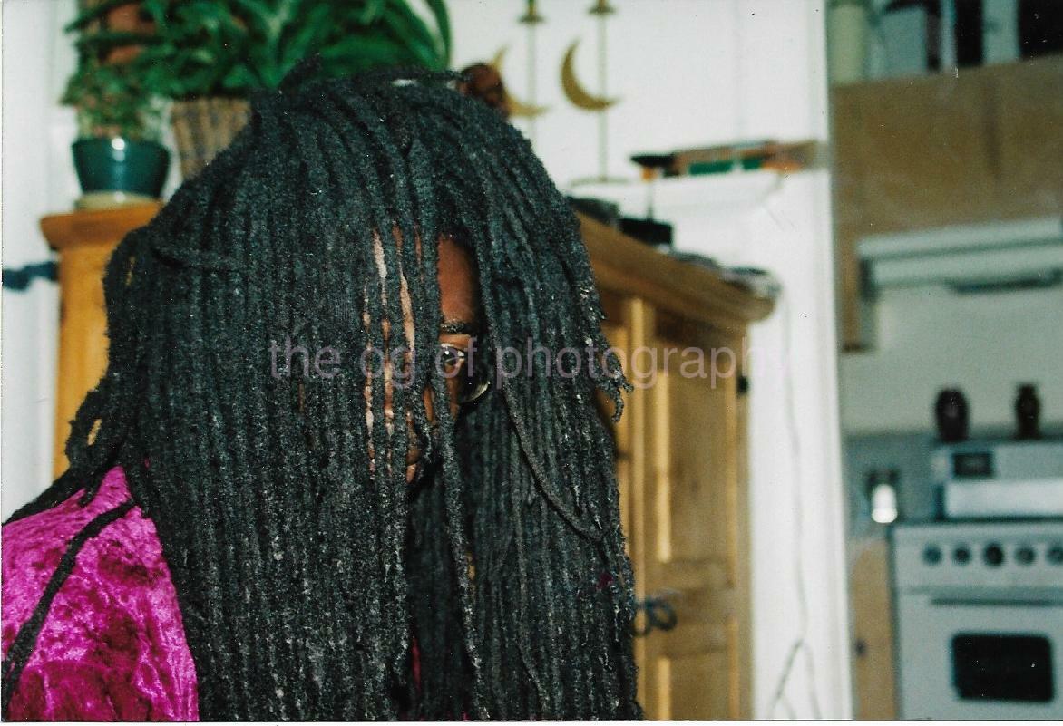 A Man With An Explosion Of Braids On His Head FOUND Photo Poster paintingGRAPH Color 04 23 ZZ