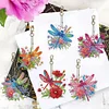 (US Only)6Pcs DIY Dragonfly Special Shape 5D Diamond Art Keychain for Birthday Gift