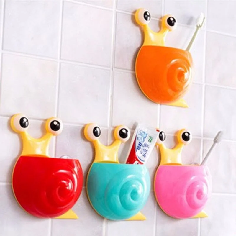 1pc New Arrival Toothbrush Holder Cute Cartoon Sucker Hook Toothbrush Holder Snail Bathroom Accessories toothbrush case