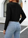 Chic Textured Open Front Cardigan - Elegant Long Sleeve Crop Top, Perfect for Spring & Fall - Fashion-Forward Women's Outerwear