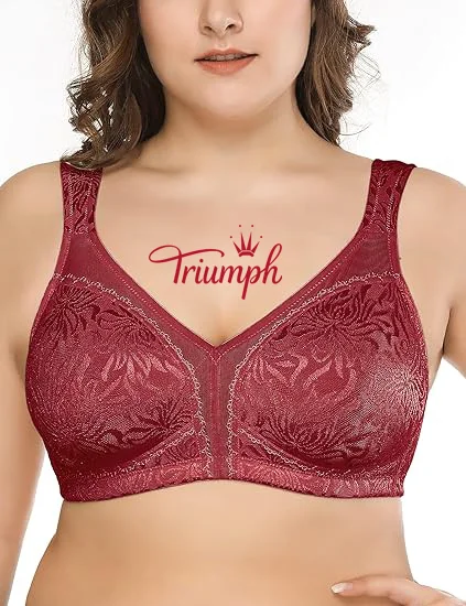 Triumph - Pack de 3 🔥Soutien feminino confort&aacute;vel, sem aro, retr&aacute;til, cobertura total, tamanho grande