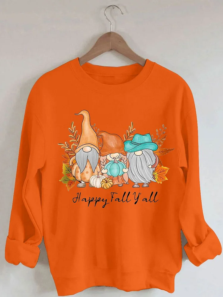 Women's Happy Fall Y'all Print Long Sleeve Sweatshirt