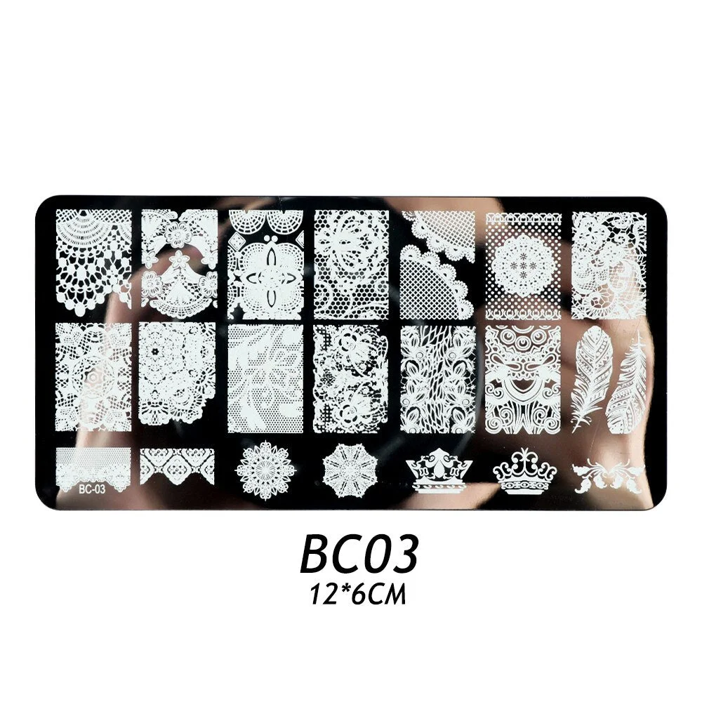 1pcs Nail Stamping Plates Lace Flowers Nail Stencils Butterflies Stainless Nail Art Stamping Templates Manicure Tools GLBC01-20