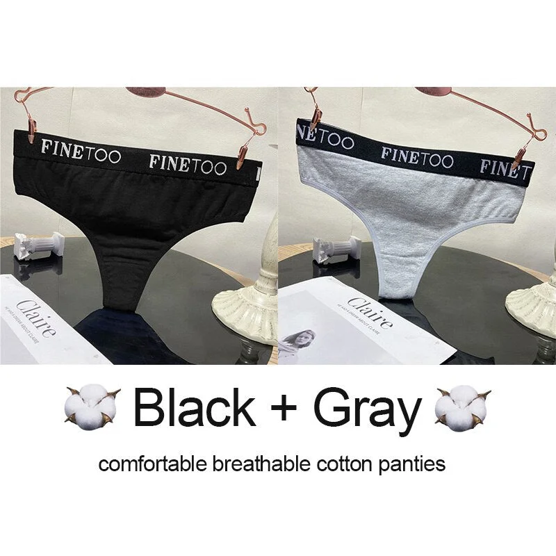 2PCS/Set Cotton Lingerie Women's Underwear Panties Sexy Thong Underpants Female Briefs Intimates G-String Pantys Cotton Panties