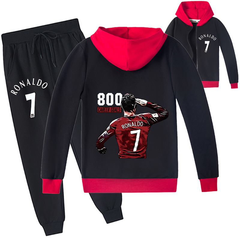 Mayoulove Kids Cristiano Ronaldo Zip-Up Set - Unisex Style for Boys  Girls, Trendy Sportswear-Mayoulove