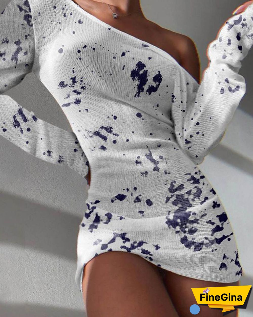 One Shoulder Open Back Long Sleeve Mini Dress