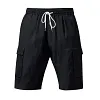 Cotton Linen Cargo Shorts for Men Lightweight Breathable Drawstring Waist Summer Casual Shorts with Side Pockets by Inlyline