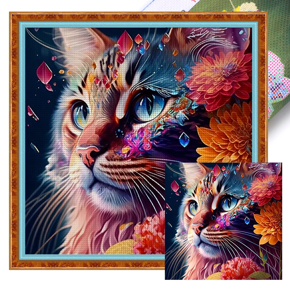 White Tiger Flowers - 11CT Stamped Cross Stitch(50*60cm)