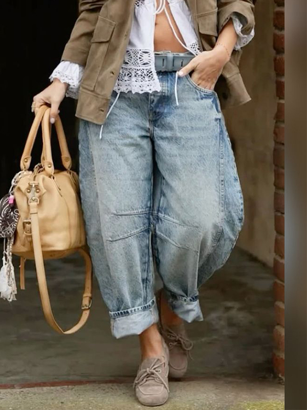 Blue Cocoon Denim Cropped Pants hjn Shicloths