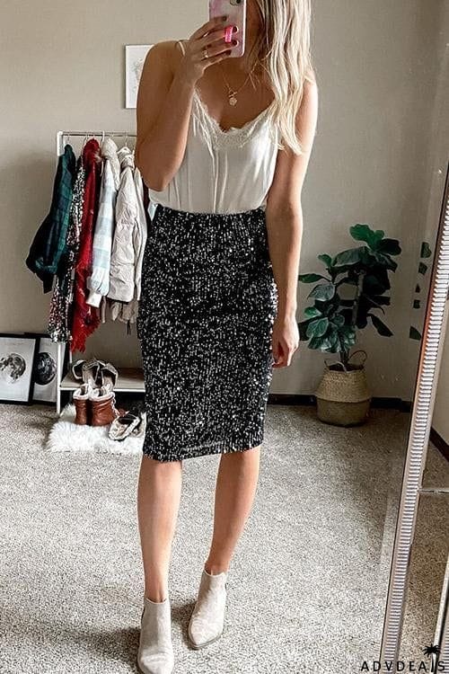 Sequin Pencil Skirt