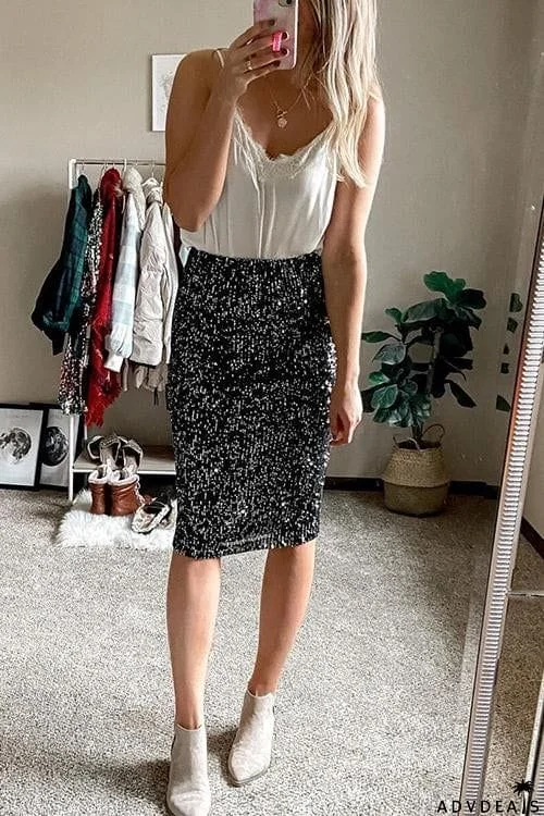 Sequin Pencil Skirt