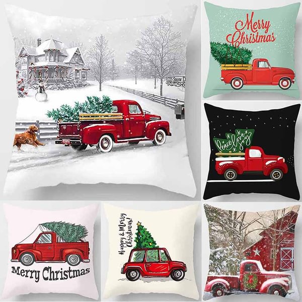 Christmas truck tree pillow Case Home Decoration Car Sofa Cushion Cover (45cm * 45cm) - Shop Trendy Women's Fashion | TeeYours
