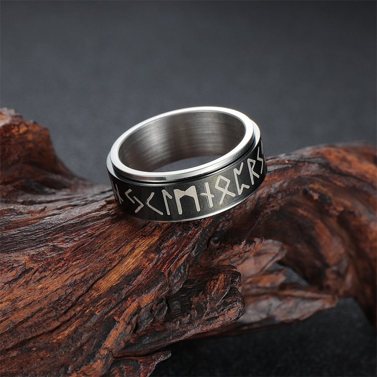 Men's Nordic Viking Rune Turnable Pressure Relief Ring