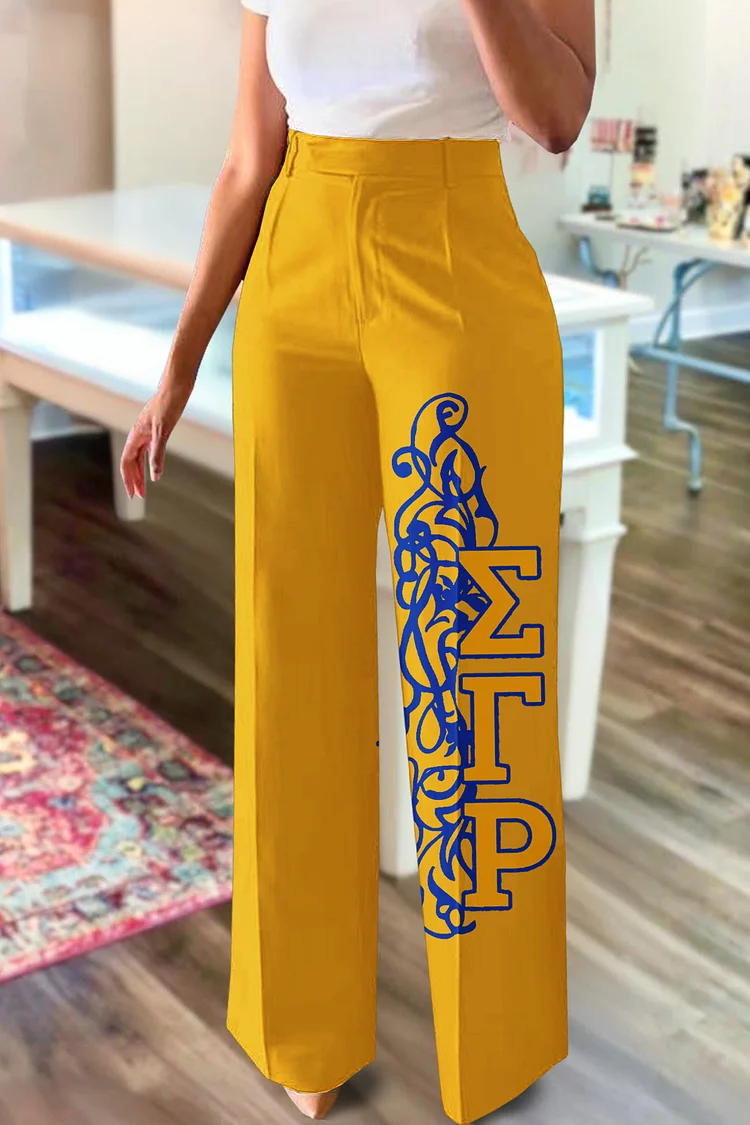 Sorority Print Straight Leg Pants