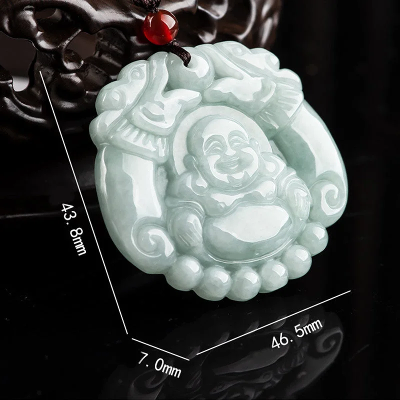 Laughing Buddha Jade Dragon Wealth Necklace String Pendant