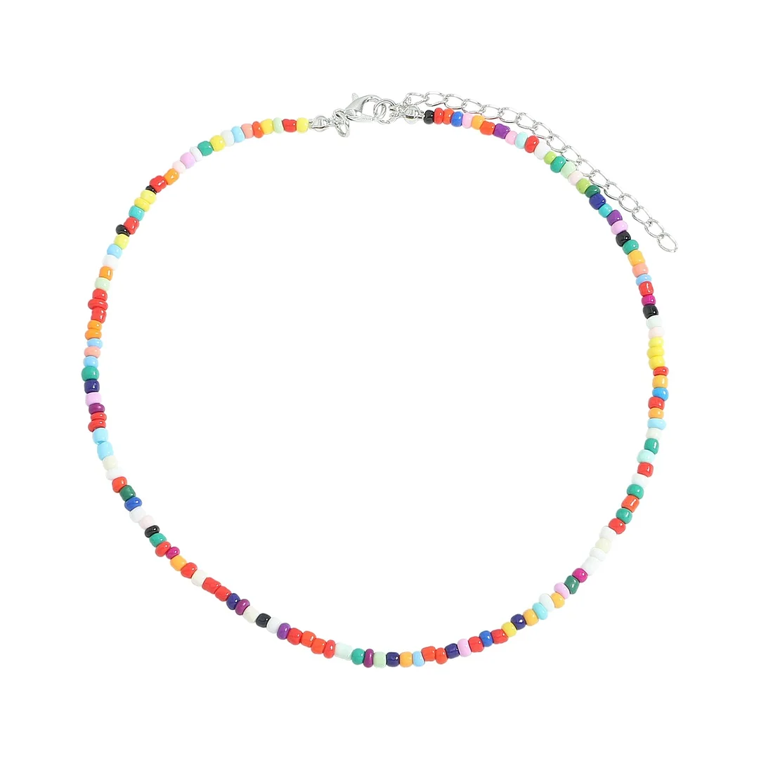 Dvacaman Bohemian Colorful Daisy Flowers Beaded Choker Necklace Korean Cute Statement Clavicle Necklace for Women Summer Jewelry