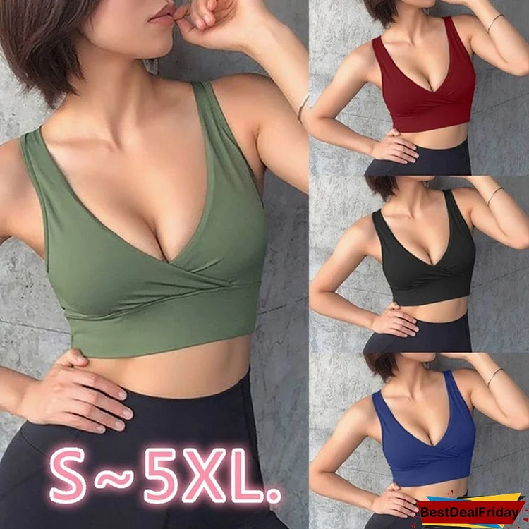 Summer Sport Vest Women Fashion Solid Color Workout Tank Bras Casual Yoga Crop Tops Plus Size