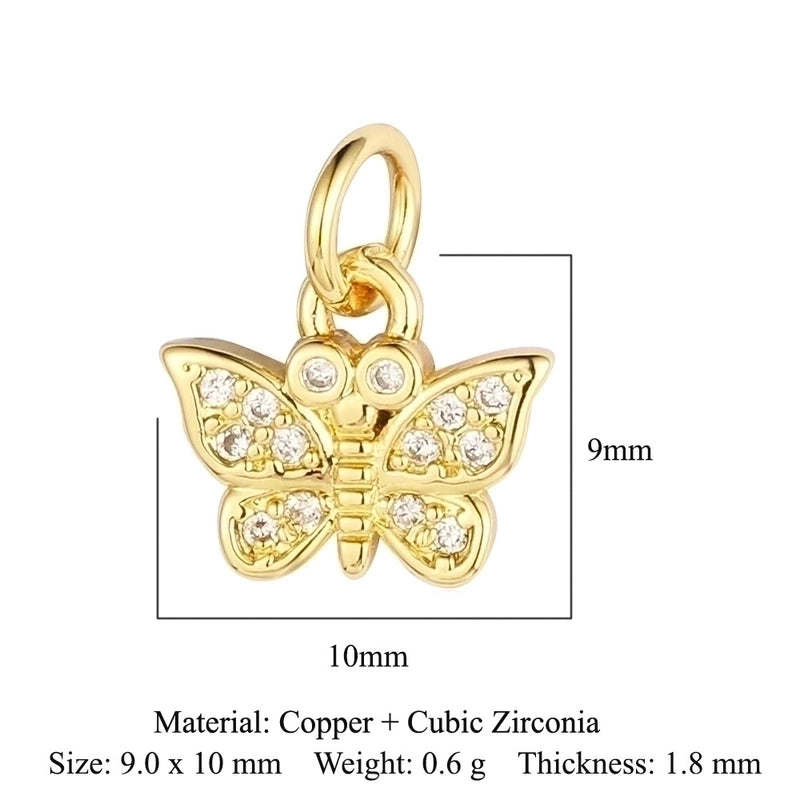 3 Pieces Sweet Pentagram Heart Shape Copper Plating Inlay Zircon 18k Gold Plated Charms Jewelry Accessories