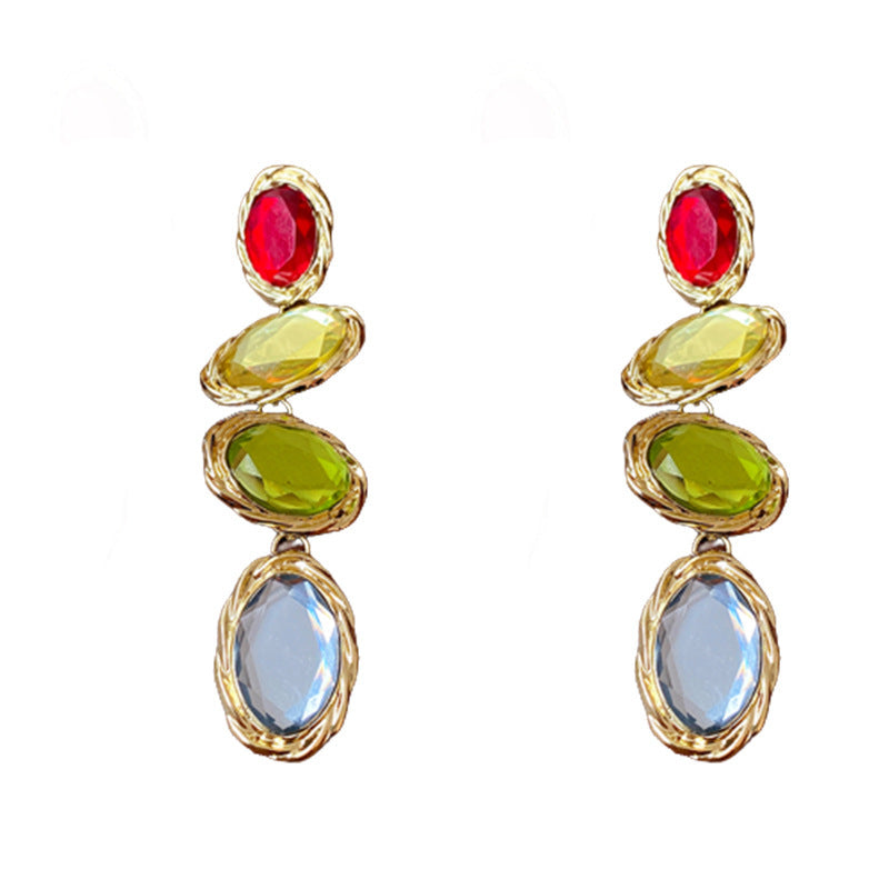 Medieval Ellipse Geometric Alloy Electroplating Earrings