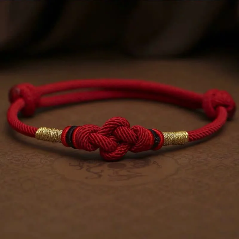 Red String Jade Luck Fortune Knot Braided Couple Bracelet