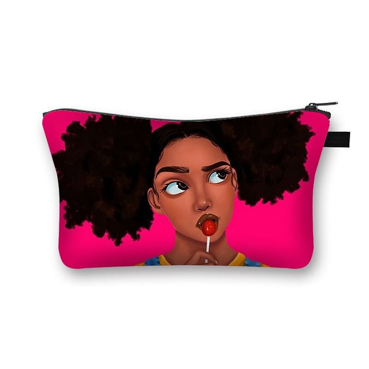 Zipper makeup bag - Afro Girl 22x13cm