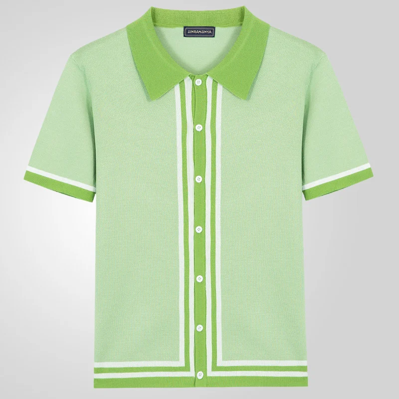 Uveng Uveng Men's New Summer Knits Clip Short Sleeve Business Polo Shirt Men's SY0080