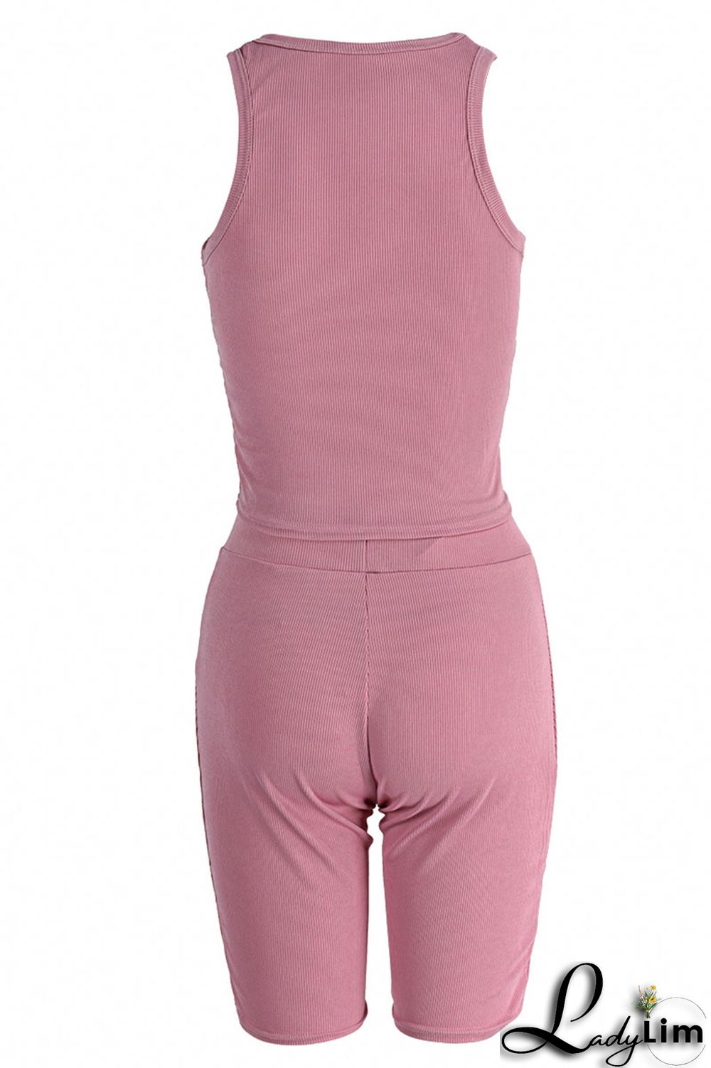 Blue Casual Solid Split Joint O Neck Sleeveless Two Pieces