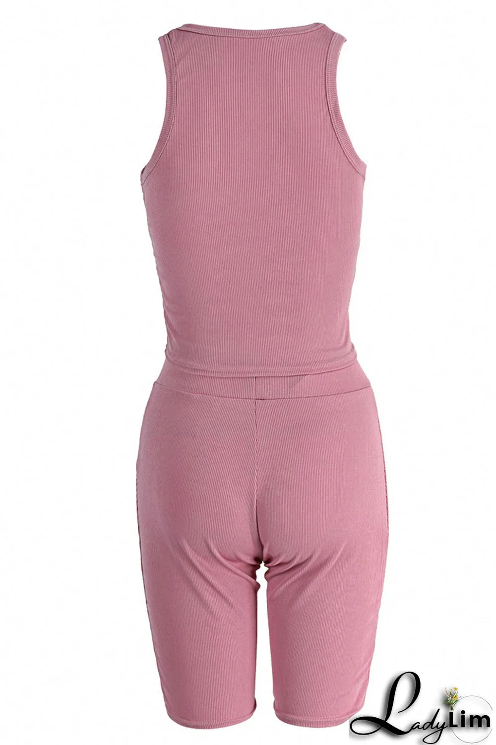 Blue Casual Solid Split Joint O Neck Sleeveless Two Pieces