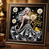 Special Shape Rhinestone Diamond Painting Kit(Black Gold Daisy Beauty)