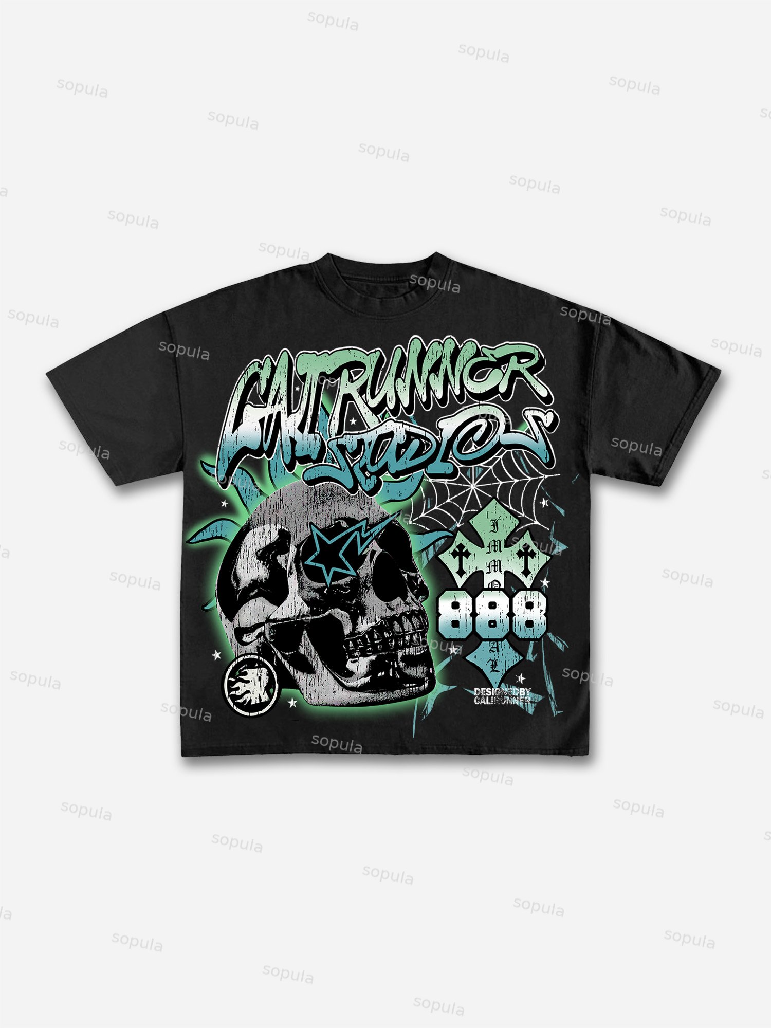 Mens Flame Abstract Skull Graphic Cotton T-Shirt