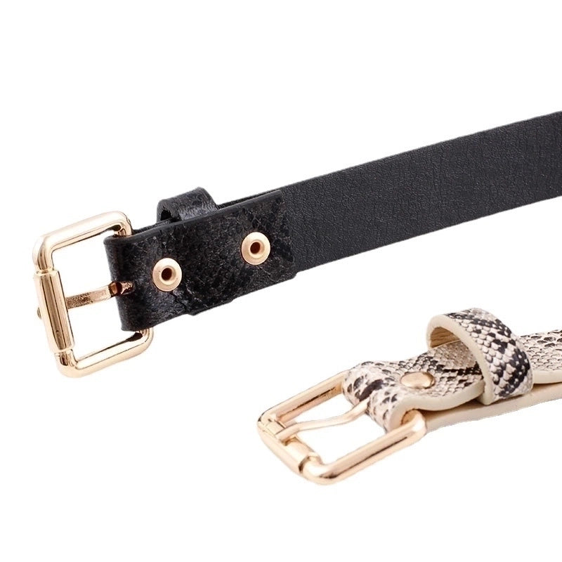 Basic Snakeskin Imitation Leather Alloy Women’s Leather Belts