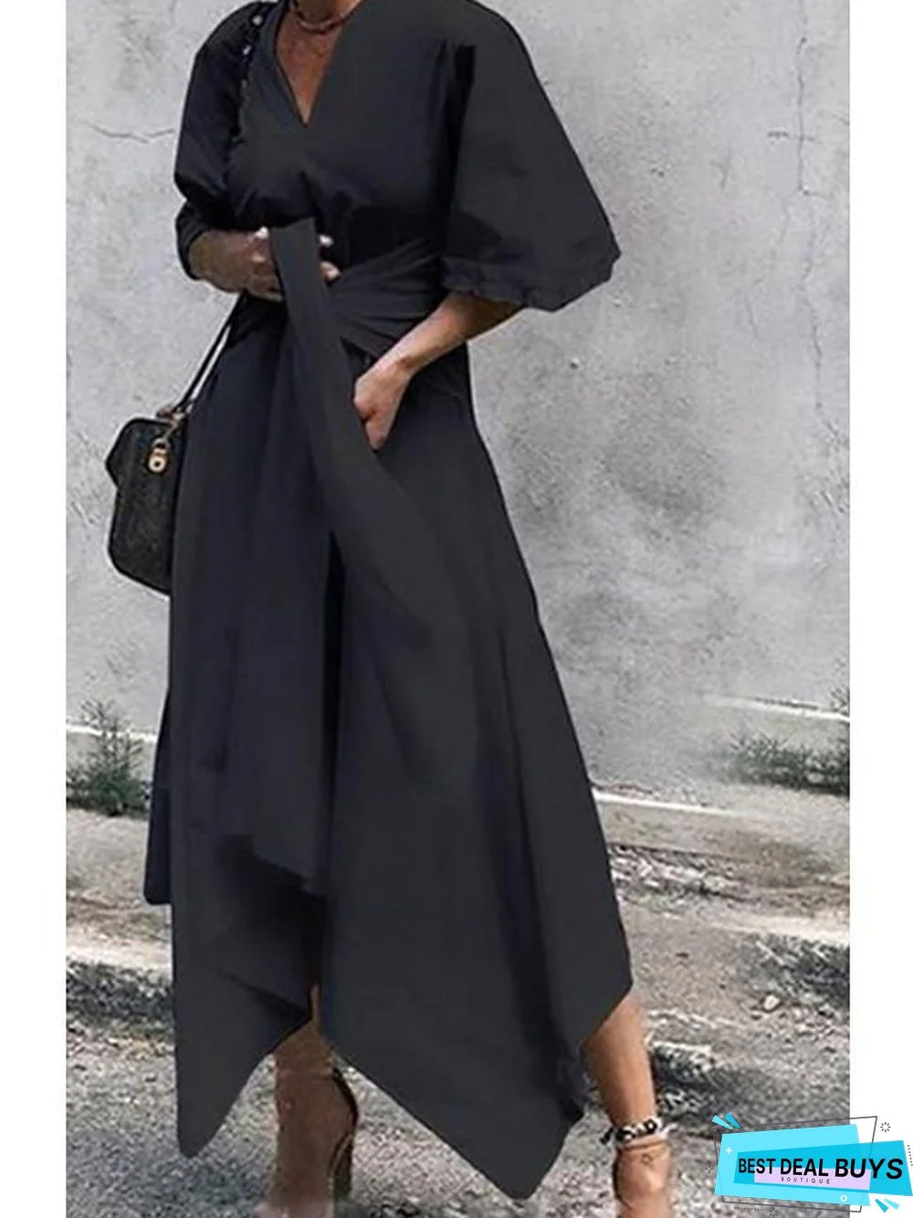 Women's A-Line Dress Midi Dress Half Sleeve Solid Color Summer Elegant White Black White Dresses Linen