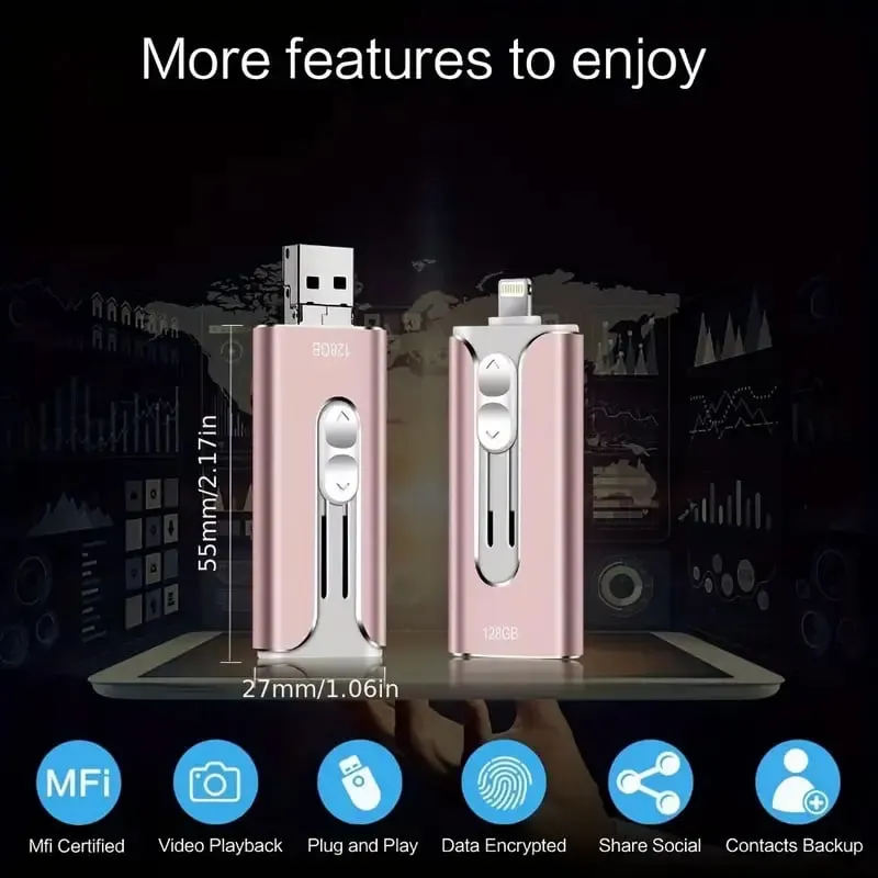 4-in-1 USB Flash Drive for iPhone/iPad/Android/PC