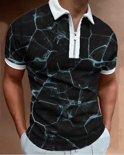 Men's Gradient Lightning Print Polo Shirt