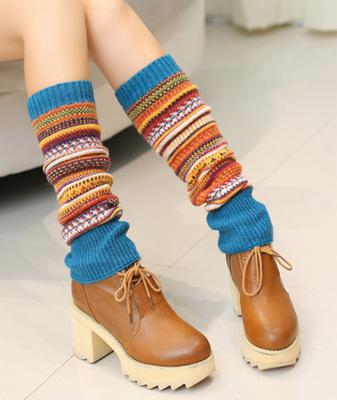 Women Winter Warm Leg Warmers Wool Knitting High Knee Socks