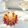 Peinture en diamant en 5D bricol&eacute;e DIY, d&eacute;coration acrylique de bureau, bougeoirs fleurs, lumi&egrave;re de plaques, d&eacute;coration de bureau artisanale pour adultes d&eacute;butants (Lotus-A rouge et jaune)